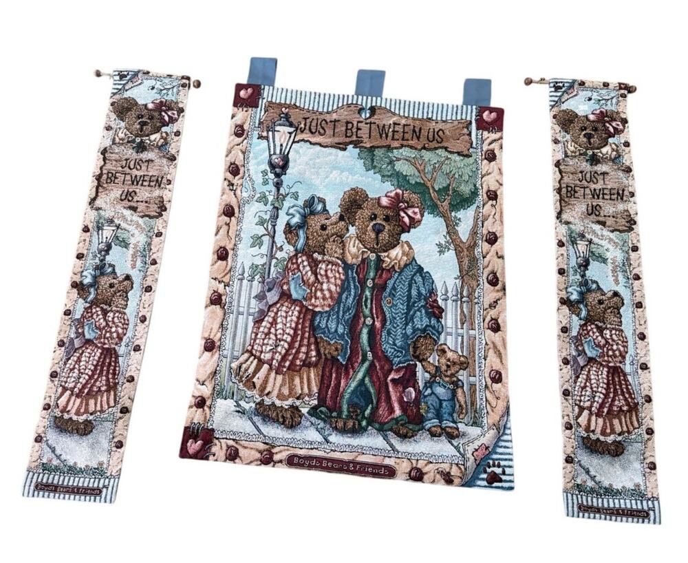 Vintage Boyd’s bears collection wall hanging tapestry set 3 piece grandmacore